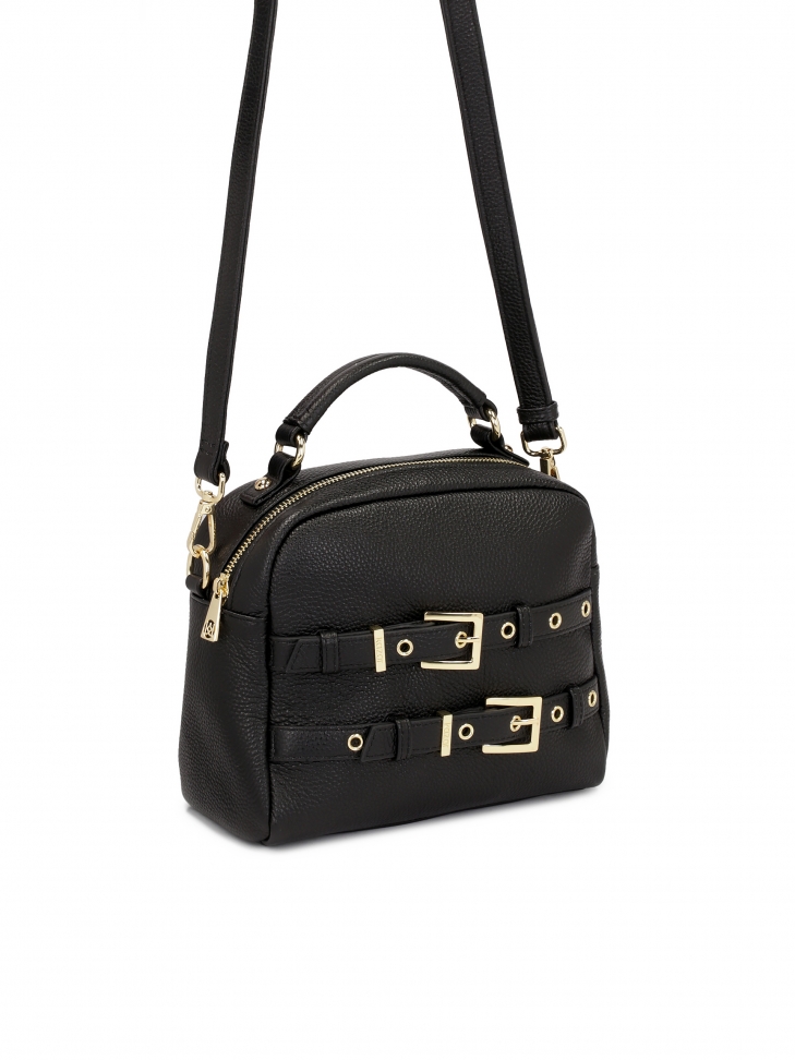 Torebka z rączką i paskiem zdobiona klamrami NASIRA