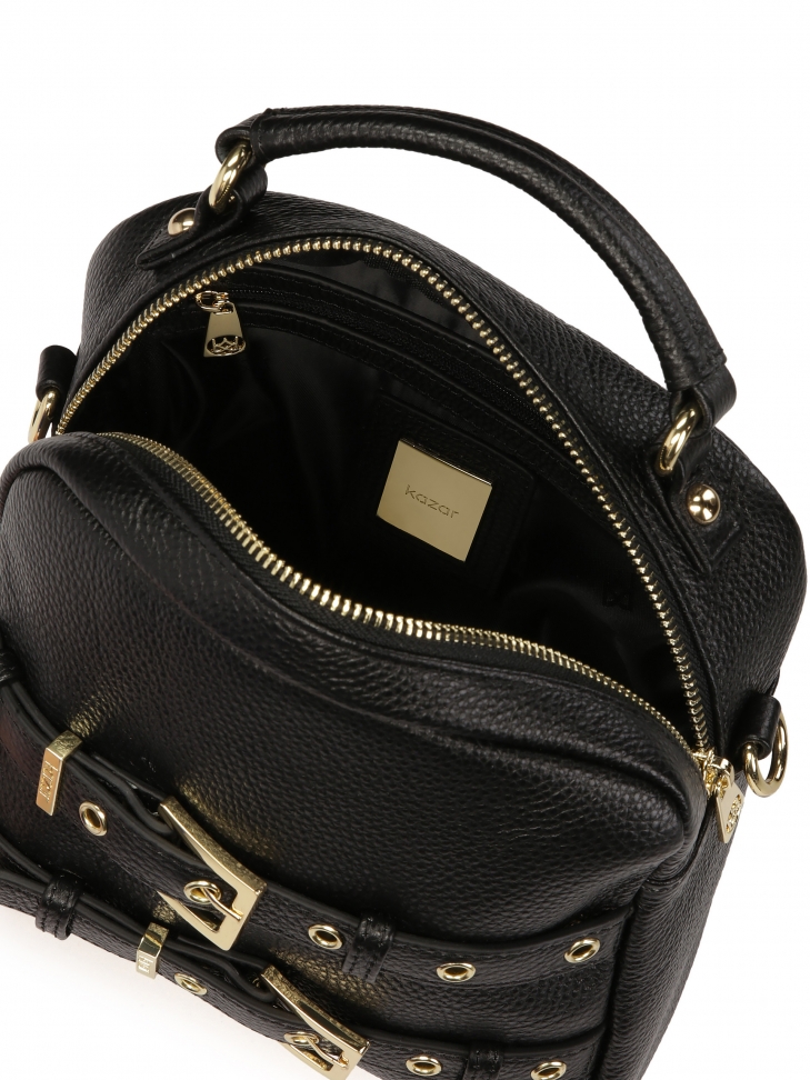 Torebka z rączką i paskiem zdobiona klamrami NASIRA