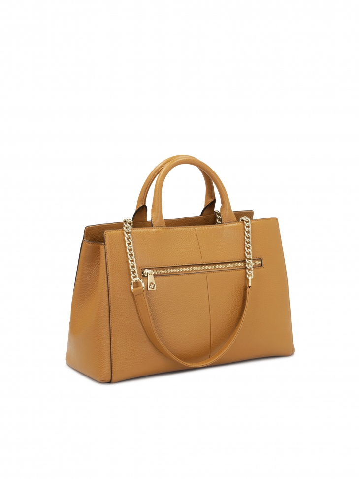 Jasnobrązowy kuferek z tłoczoną klapą ROSE