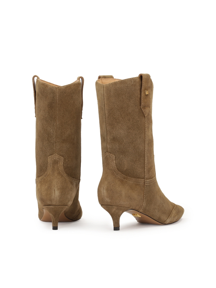 Brązowe botki z zamszowej skóry na niskim obcasie  RENESIE