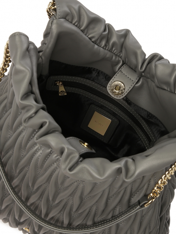 Pikowana szara torebka z długimi uchwytami  SOLENE