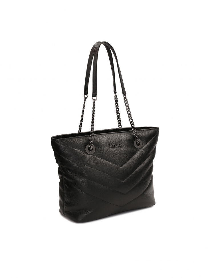 Pojemna torebka na ramię z okuciami gun metal JASMINE