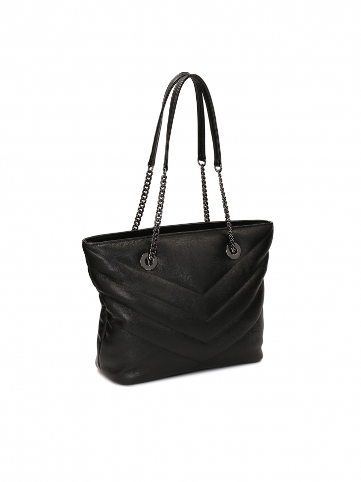 Pojemna torebka na ramię z okuciami gun metal JASMINE