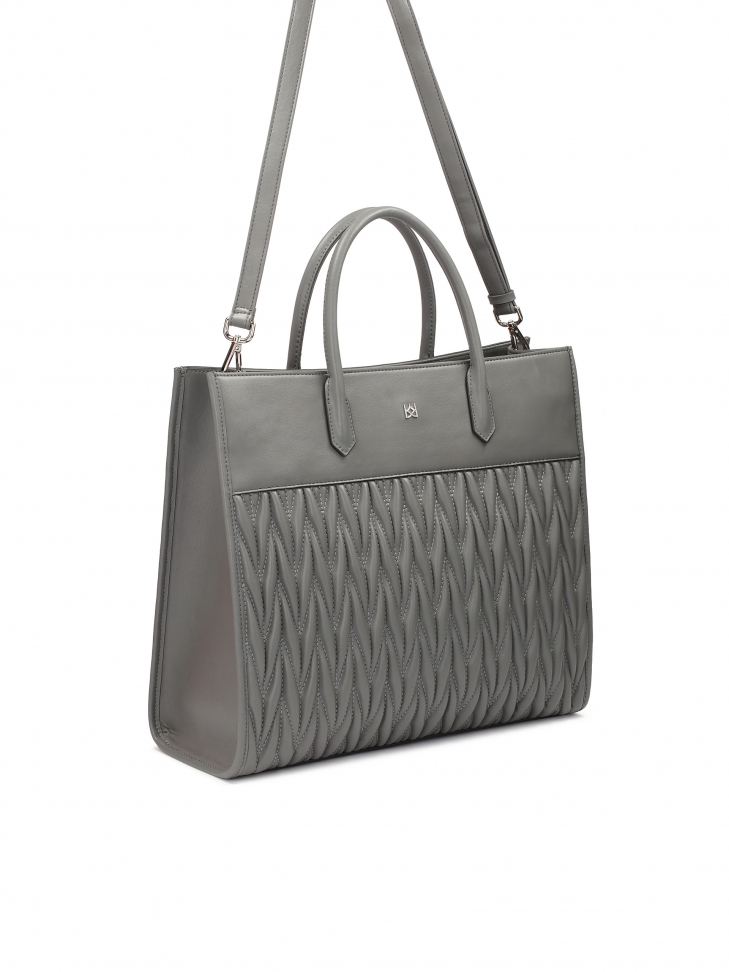 Duża szara torebka z uchwytami i pikowanym korpusem  GIUDI