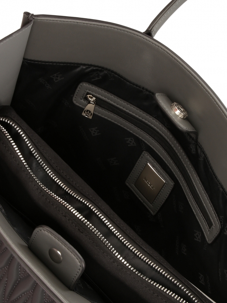 Duża szara torebka z uchwytami i pikowanym korpusem  GIUDI