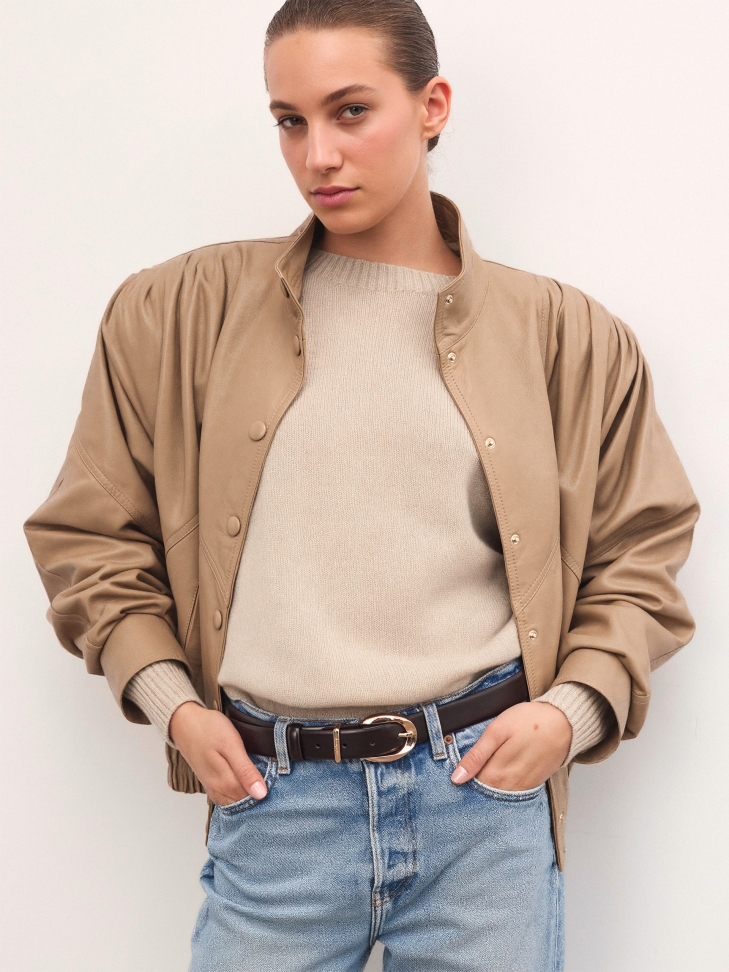 Brązowy skórzany pasek RAVELLA