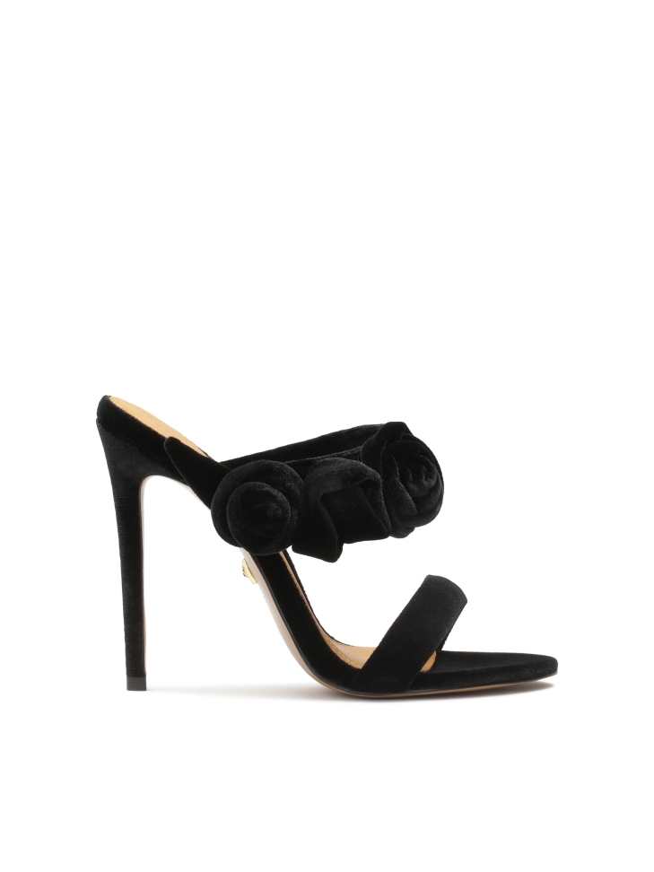 Klapki na obcasie zdobione różami  3D JOSEFINE