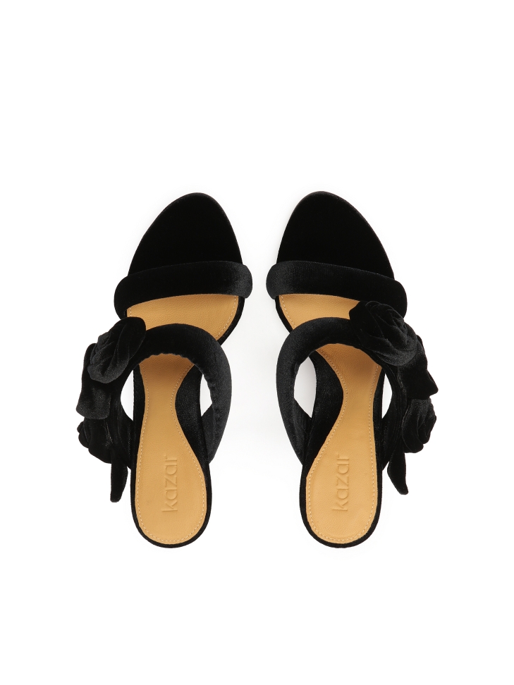 Klapki na obcasie zdobione różami  3D JOSEFINE