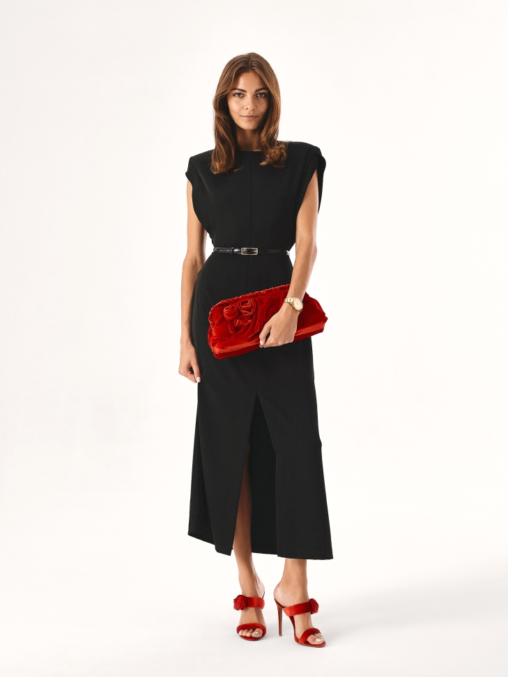 Czerwone klapki z trójwymiarową ozdobą JOSEFINE