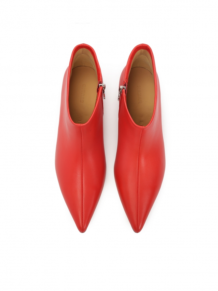 Czerwone botki na niskim koturnie KS IDALIA