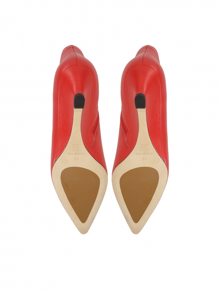 Czerwone botki na niskim koturnie KS IDALIA