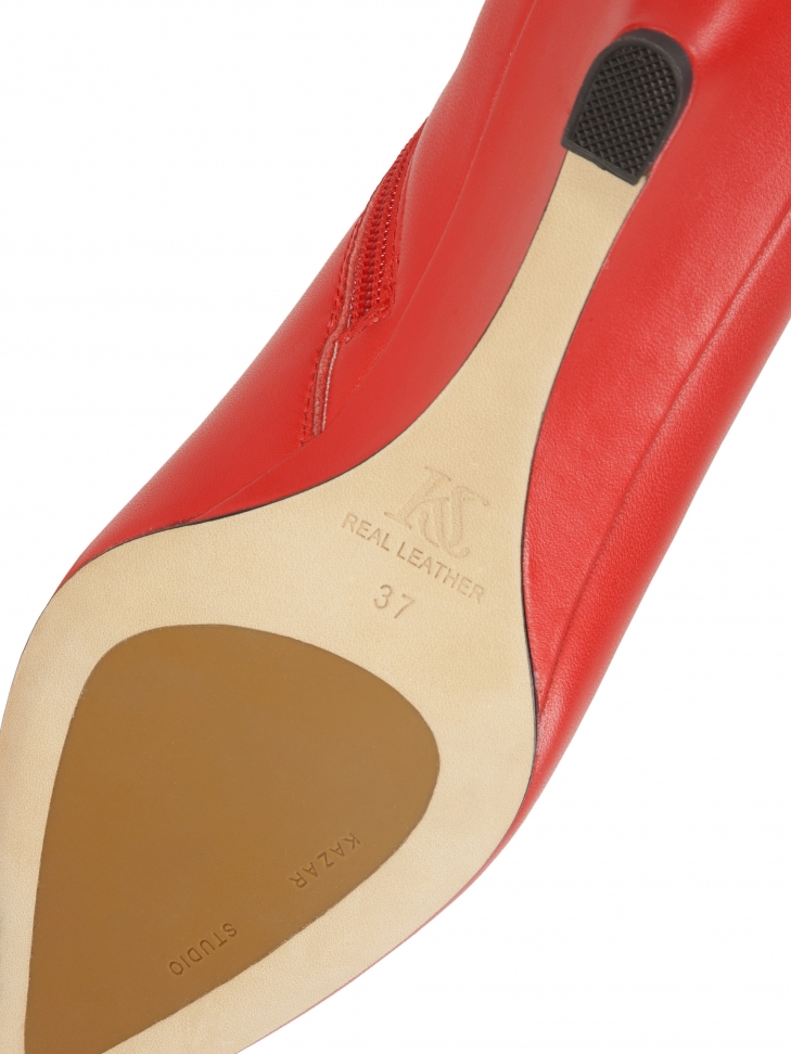 Czerwone botki na niskim koturnie KS IDALIA