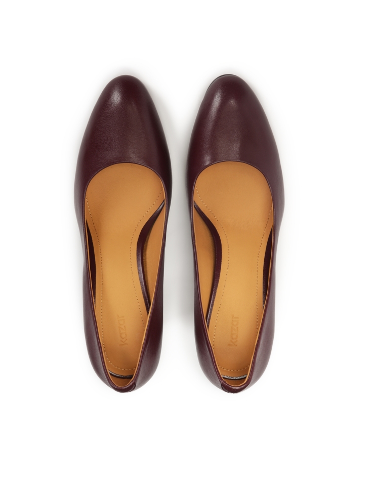 Bordowe czółenka z zaokrąglonymi noskami JILIN