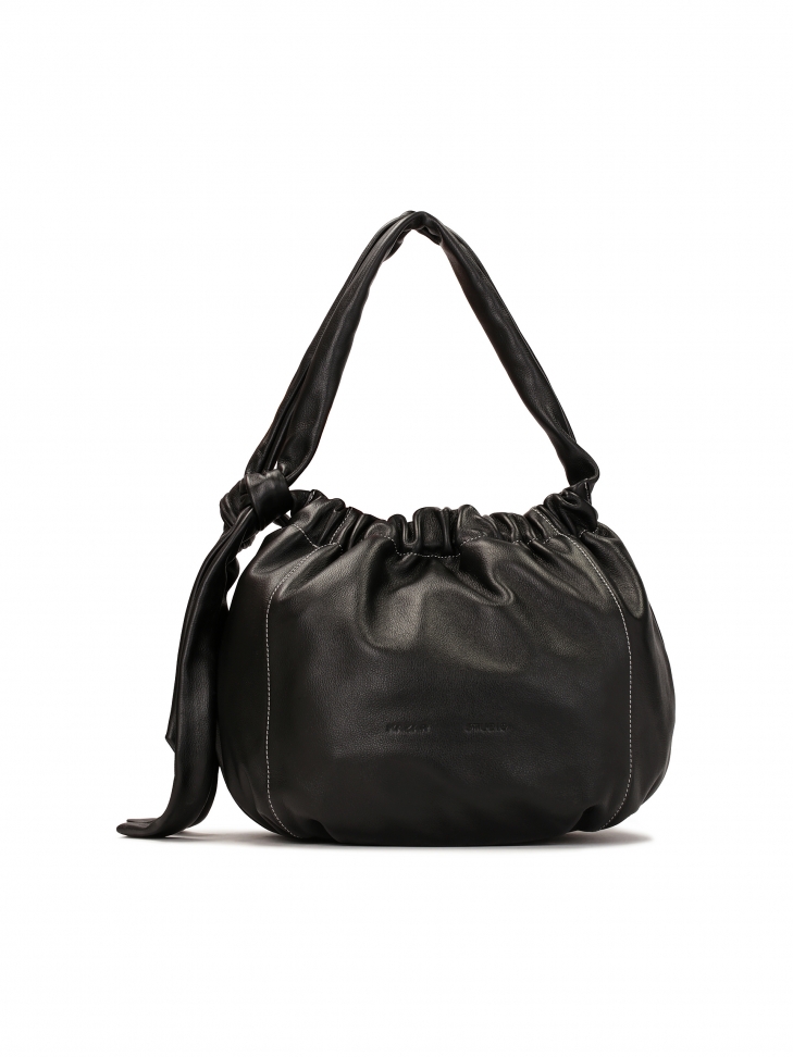 Czarna torebka worek z miękkiej skóry KS NOEMIE
