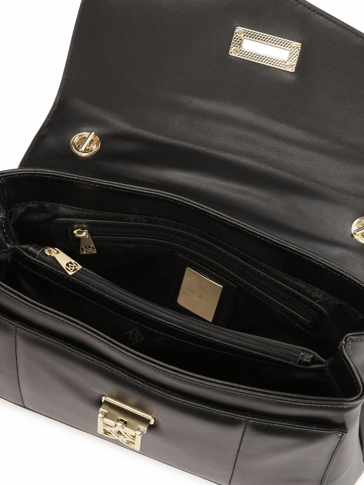 Czarna torebka na ramię z rączką i łańcuchem HALLIE