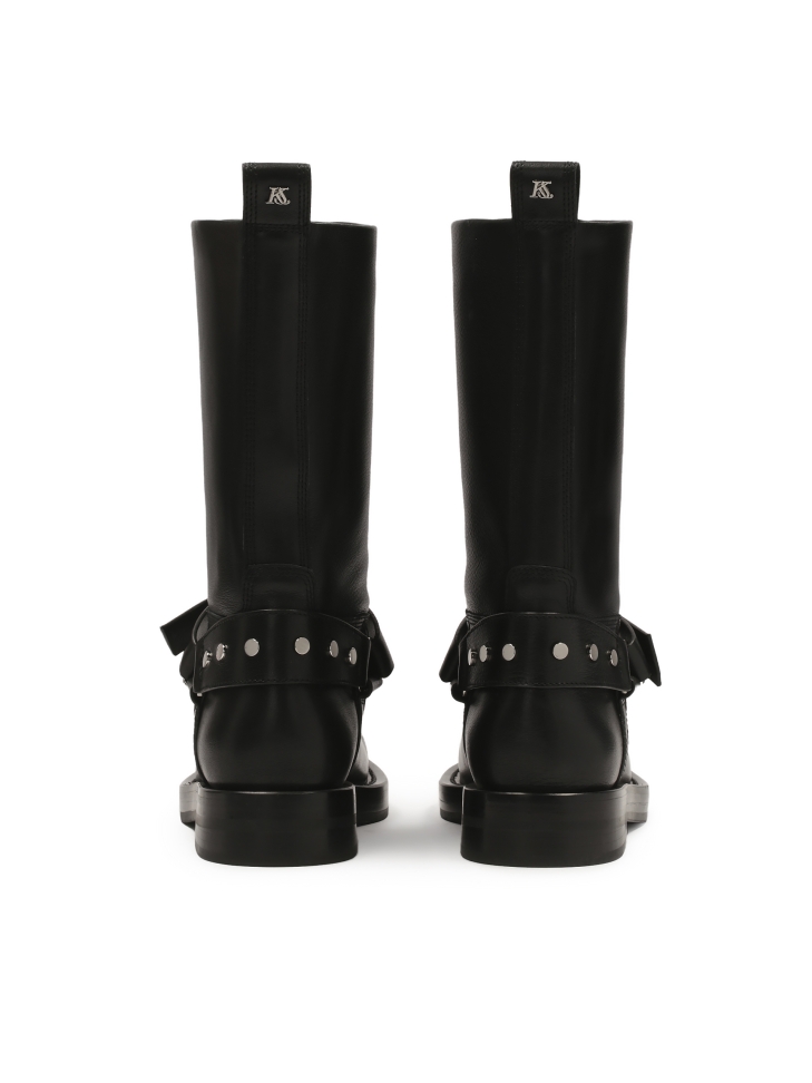 Skórzane botki typu bikery z wsuwaną cholewką KS LEVEN