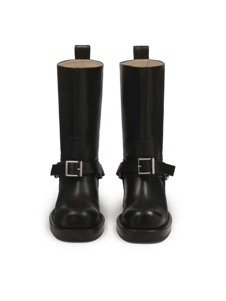 Skórzane botki typu bikery z wsuwaną cholewką KS LEVEN