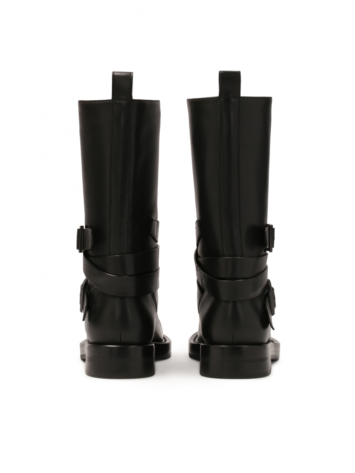 Skórzane czarne buty w stylu motocyklowym  KS LEVEN