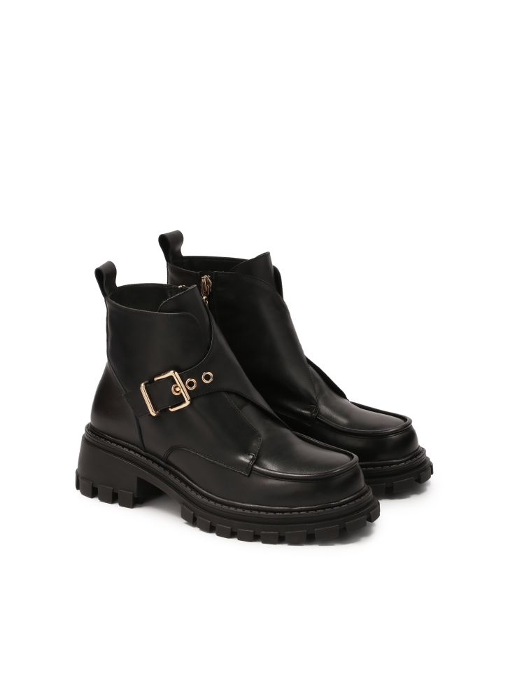 Skórzane botki z ozdobną klapą na sprzączkę HADY