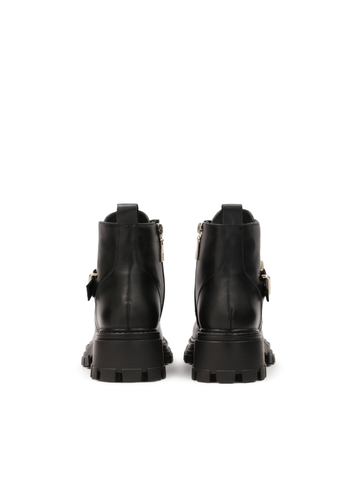 Skórzane botki z ozdobną klapą na sprzączkę HADY