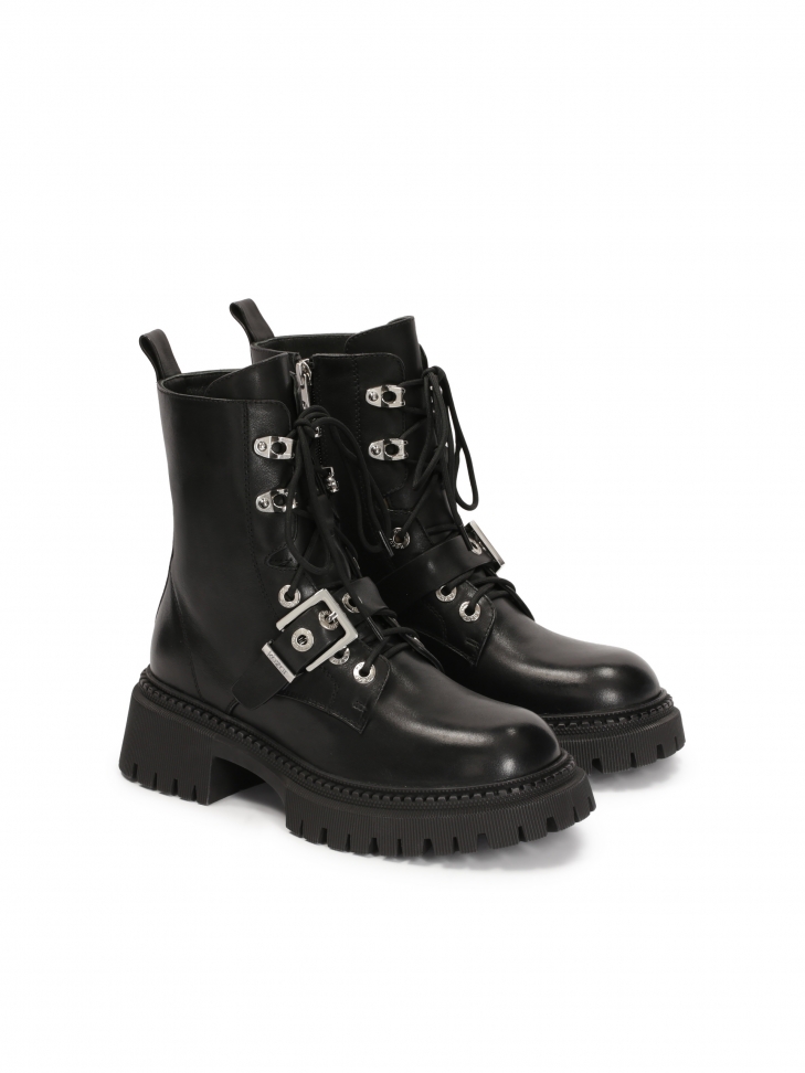 Trzewiki skórzane na grubej podeszwie ZOLIA