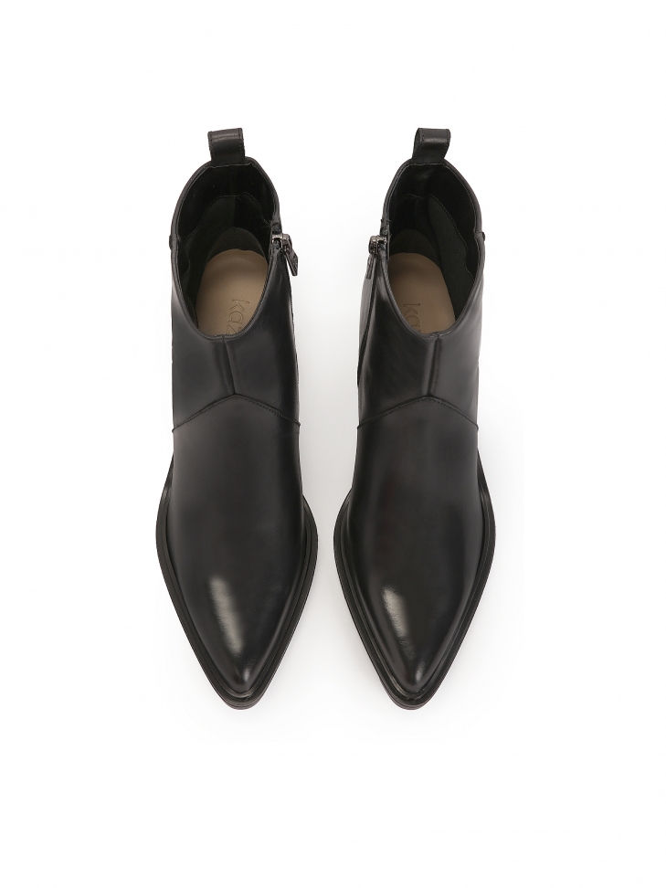 Czarne skórzane botki w stylu kowbojskim  SYLVIE