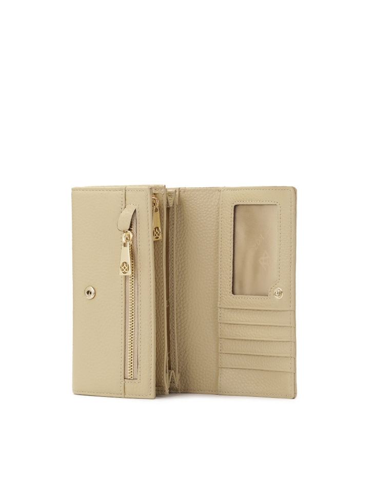 Beżowy portfel zdobiony egzotycznym tłoczeniem SANTI