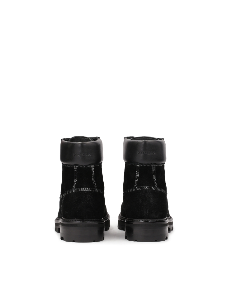 Zamszowe trzewiki z wstawką z gładkiej skóry  KS ALCESTE