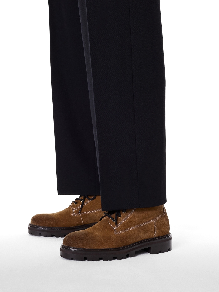 Brązowe męskie trzewiki z zamszu na trepowej podeszwie KS ALCESTE