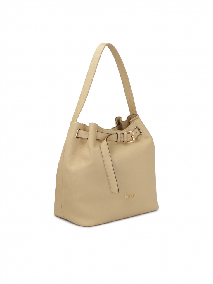 Beżowa torebka w kształcie worka  SAFIE