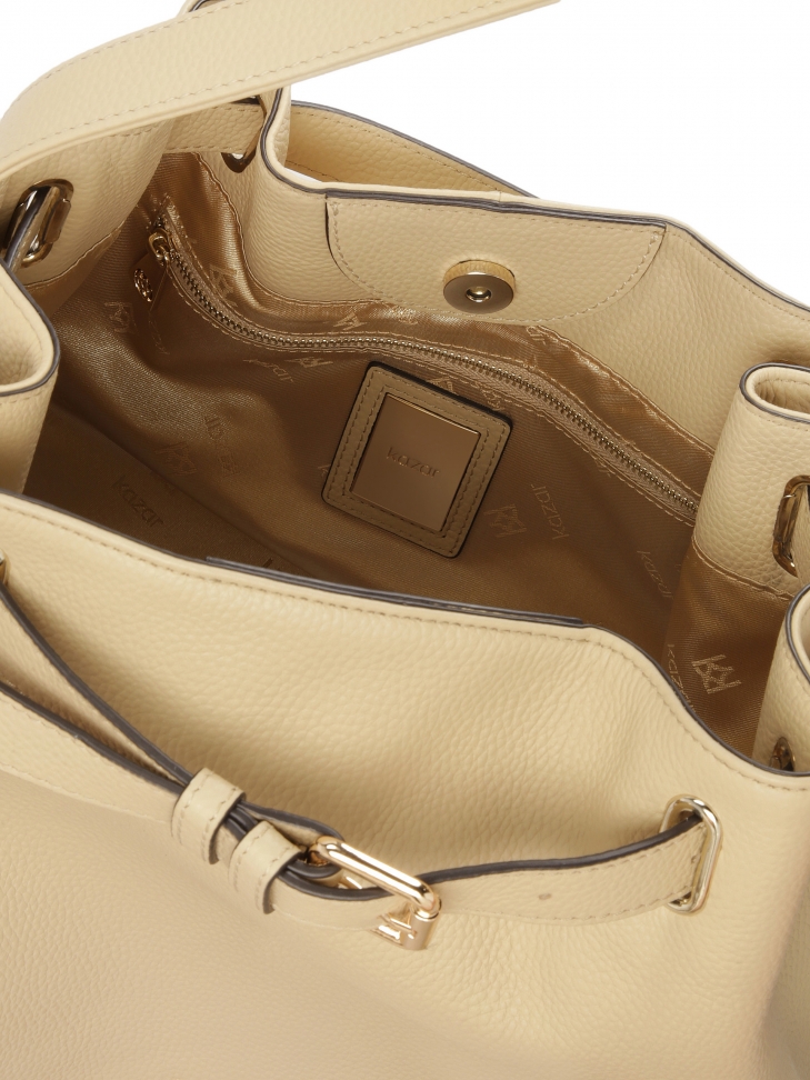 Beżowa torebka w kształcie worka  SAFIE