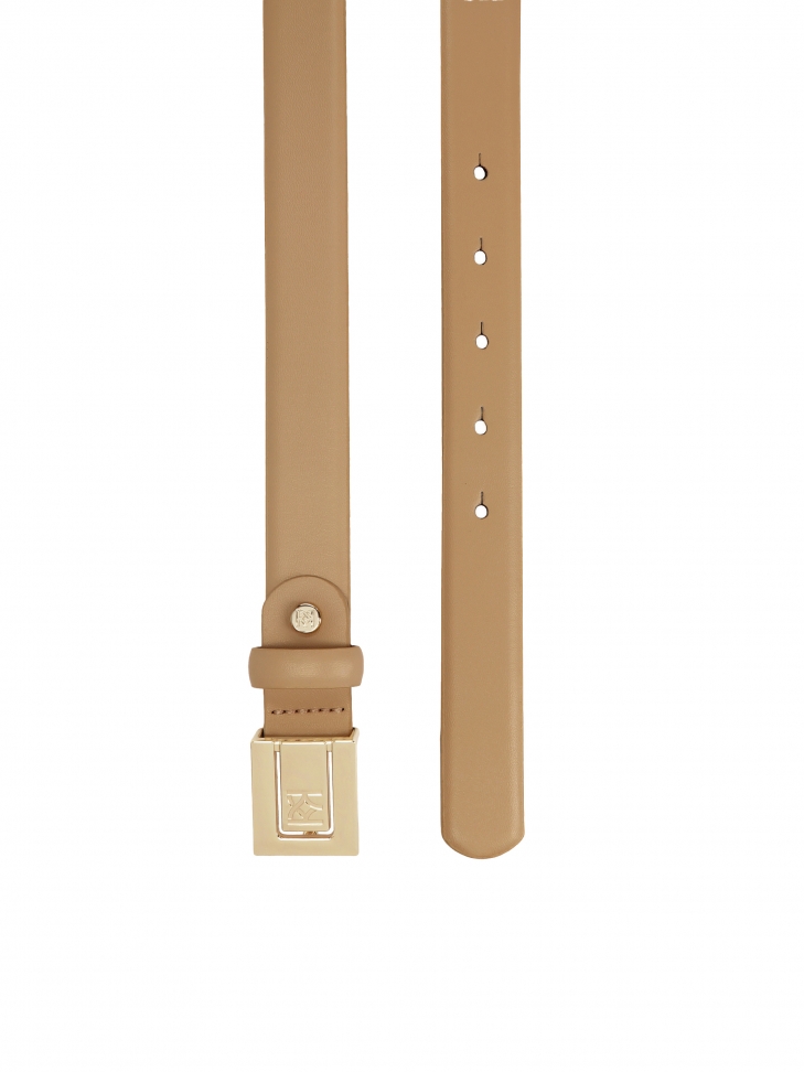 Jasnobrązowy pasek z kwadratową pełną klamrą SABIENE