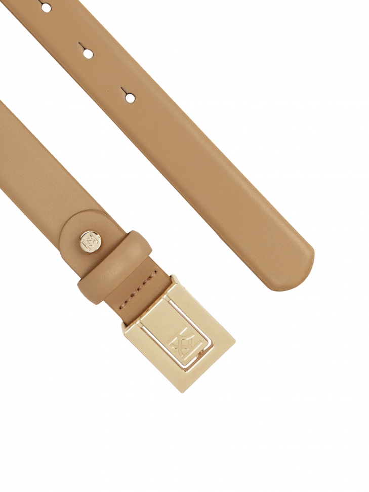 Jasnobrązowy pasek z kwadratową pełną klamrą SABIENE