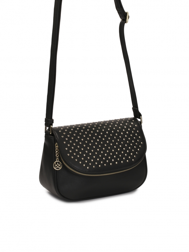 Skórzana torebka na ramię z dekoracyjną klapą  BALBINA