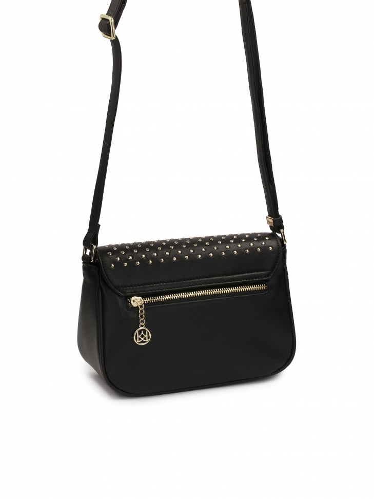 Skórzana torebka na ramię z dekoracyjną klapą  BALBINA