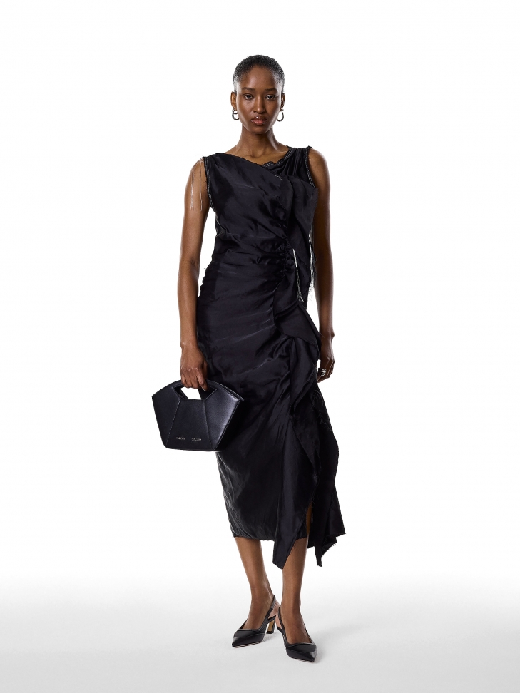 Czarna torebka do ręki o sztywnej konstrukcji KS ALIX