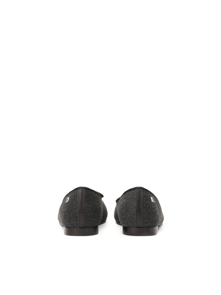 Baleriny ze strukturalnej szarej tkaniny EILEEN