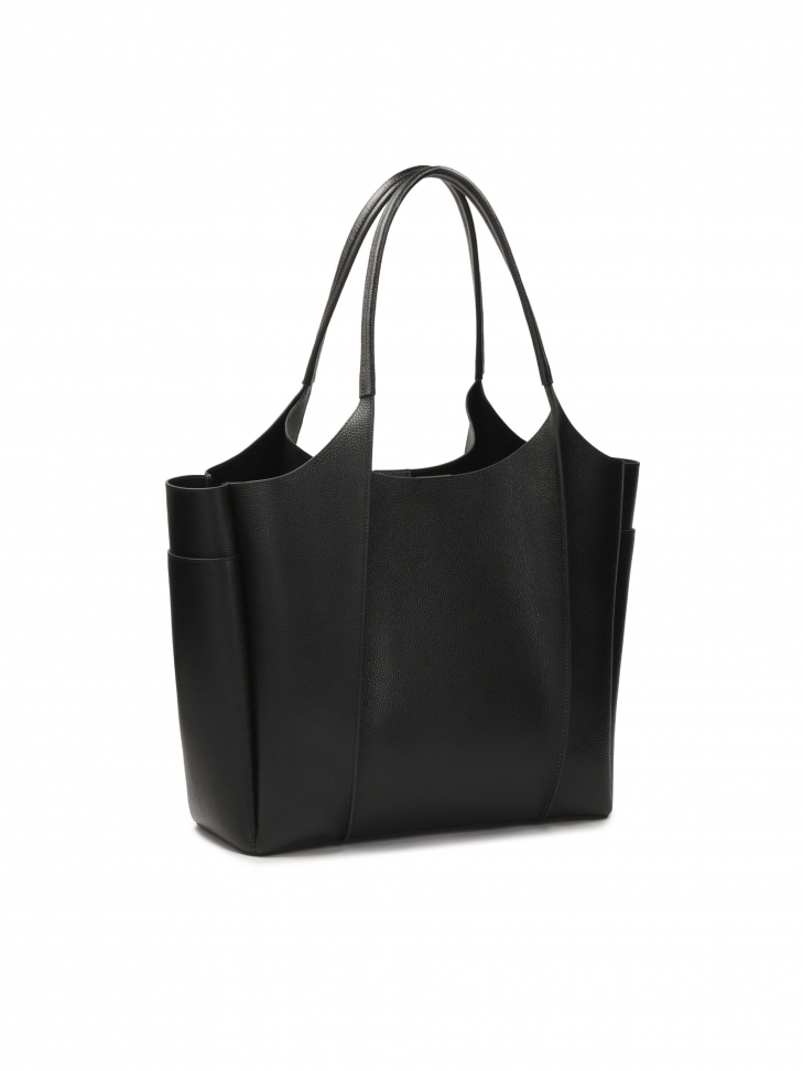 Duża czarna torebka ze srebrnym okuciem SIENE L