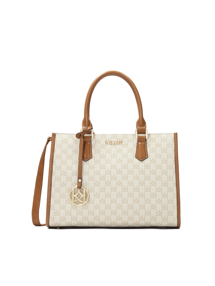 Torebka z dwoma uchwytami do ręki zdobiona monogramami NAFI