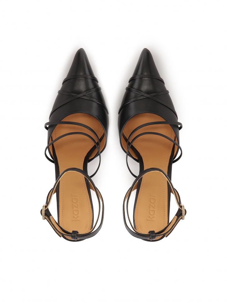 Czarne czółenka owinięte paseczkami QUINN