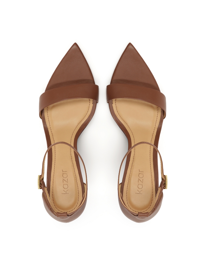 Brązowe skórzane sandały z koturnem IRINA
