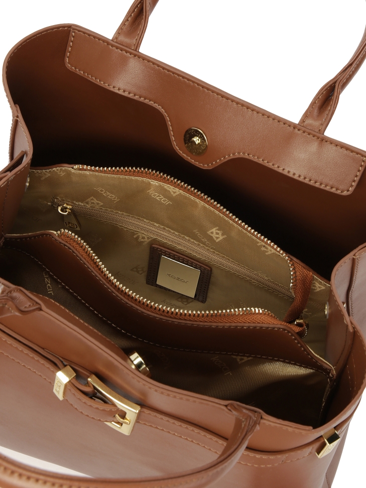 Brązowa skórzana torebka z klamerką  LAURIE L