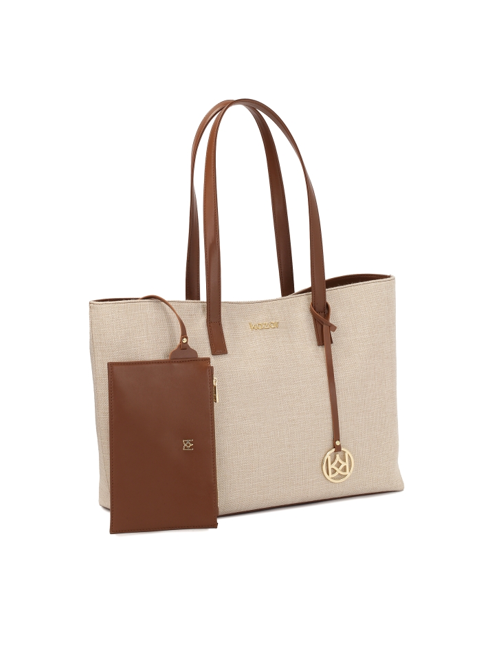 Duża torebka z tkaniny Canvas i skóry naturalnej  FEBI