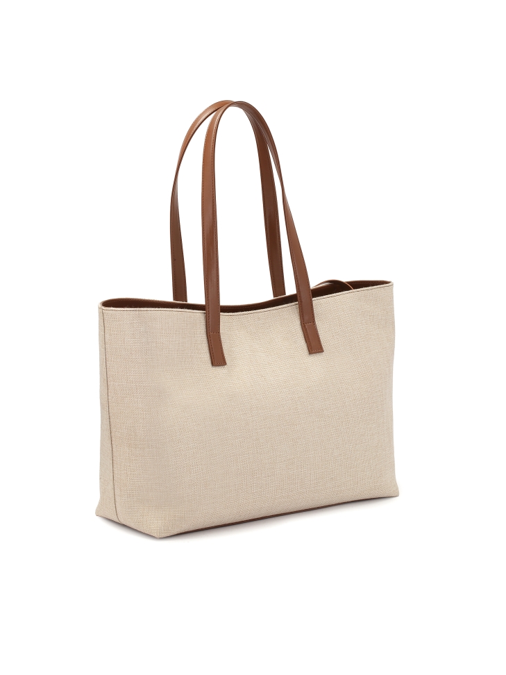 Duża torebka z tkaniny Canvas i skóry naturalnej  FEBI