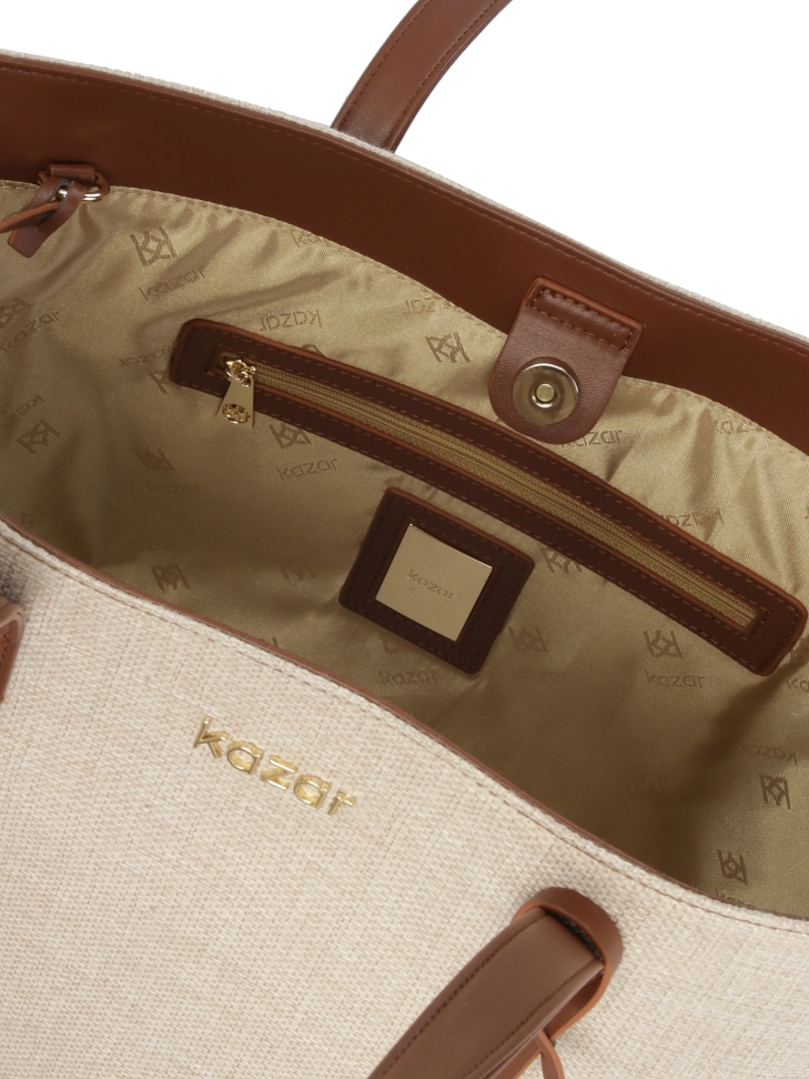 Duża torebka z tkaniny Canvas i skóry naturalnej  FEBI