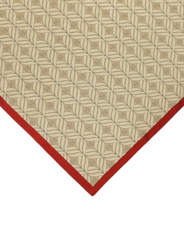 Jedwabna beżowa apaszka z czerwonym akcentem CHEYENNE