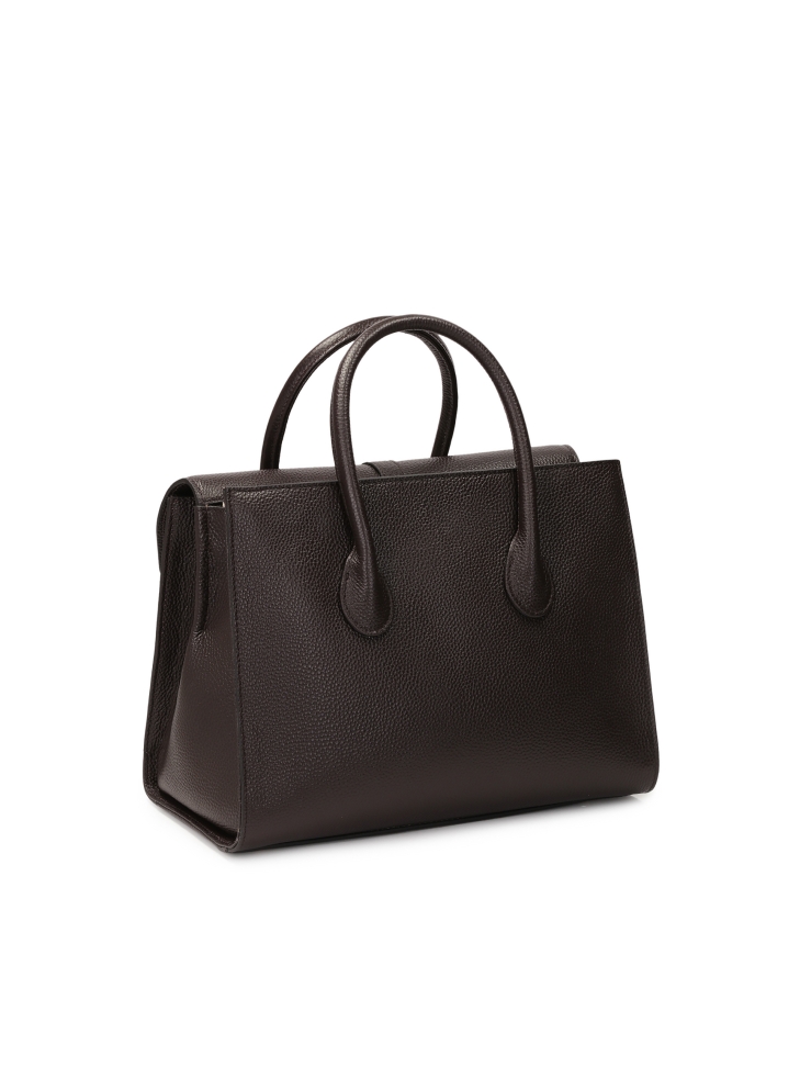 Ciemnobrązowa torebka z rączkami i odpinanym paskiem FELICITE M