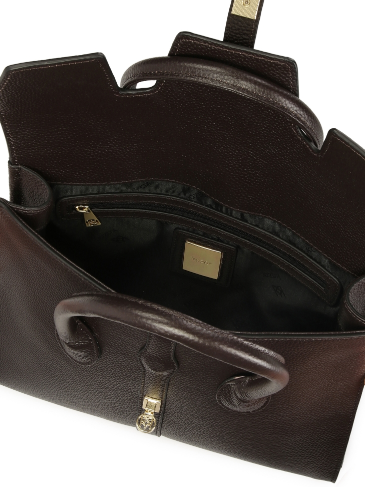 Ciemnobrązowa torebka z rączkami i odpinanym paskiem FELICITE M