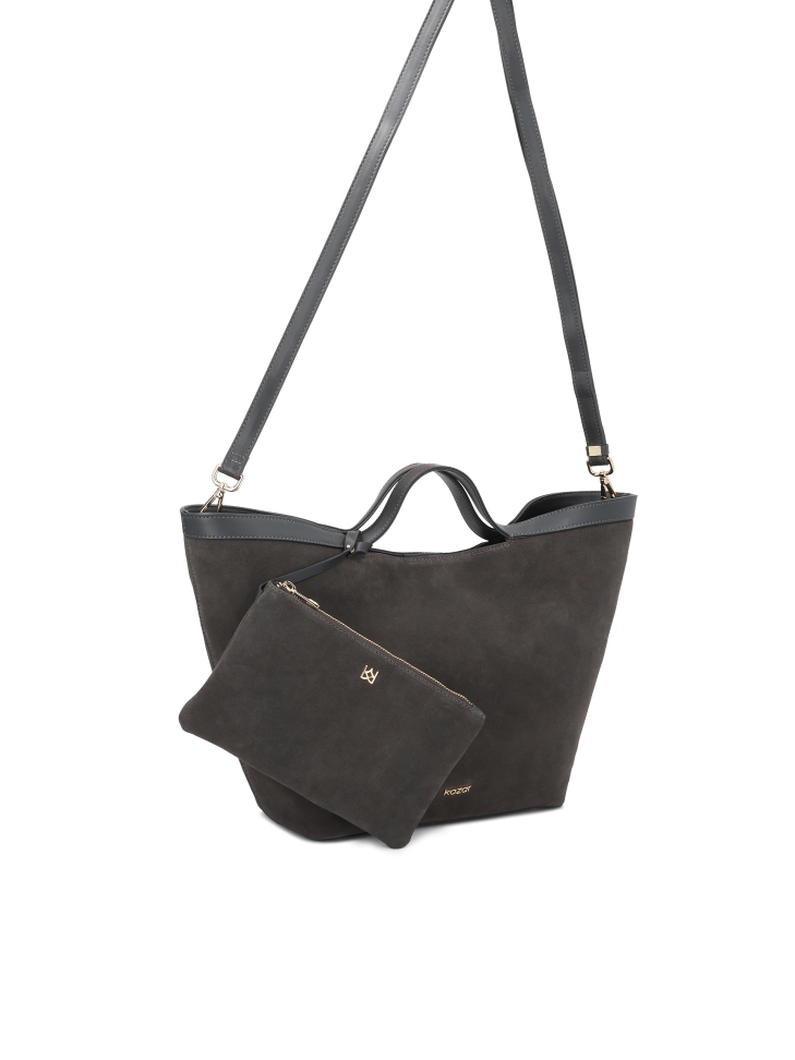 Duża torebka z połączenia zamszu i skóry naturalnej RILEY