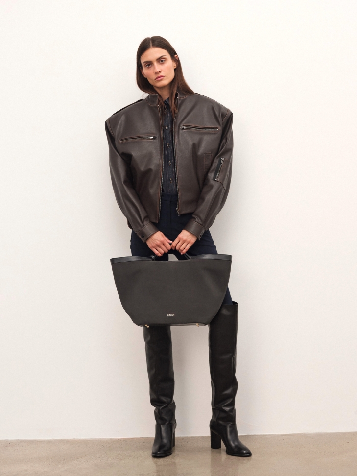 Duża torebka z połączenia zamszu i skóry naturalnej RILEY